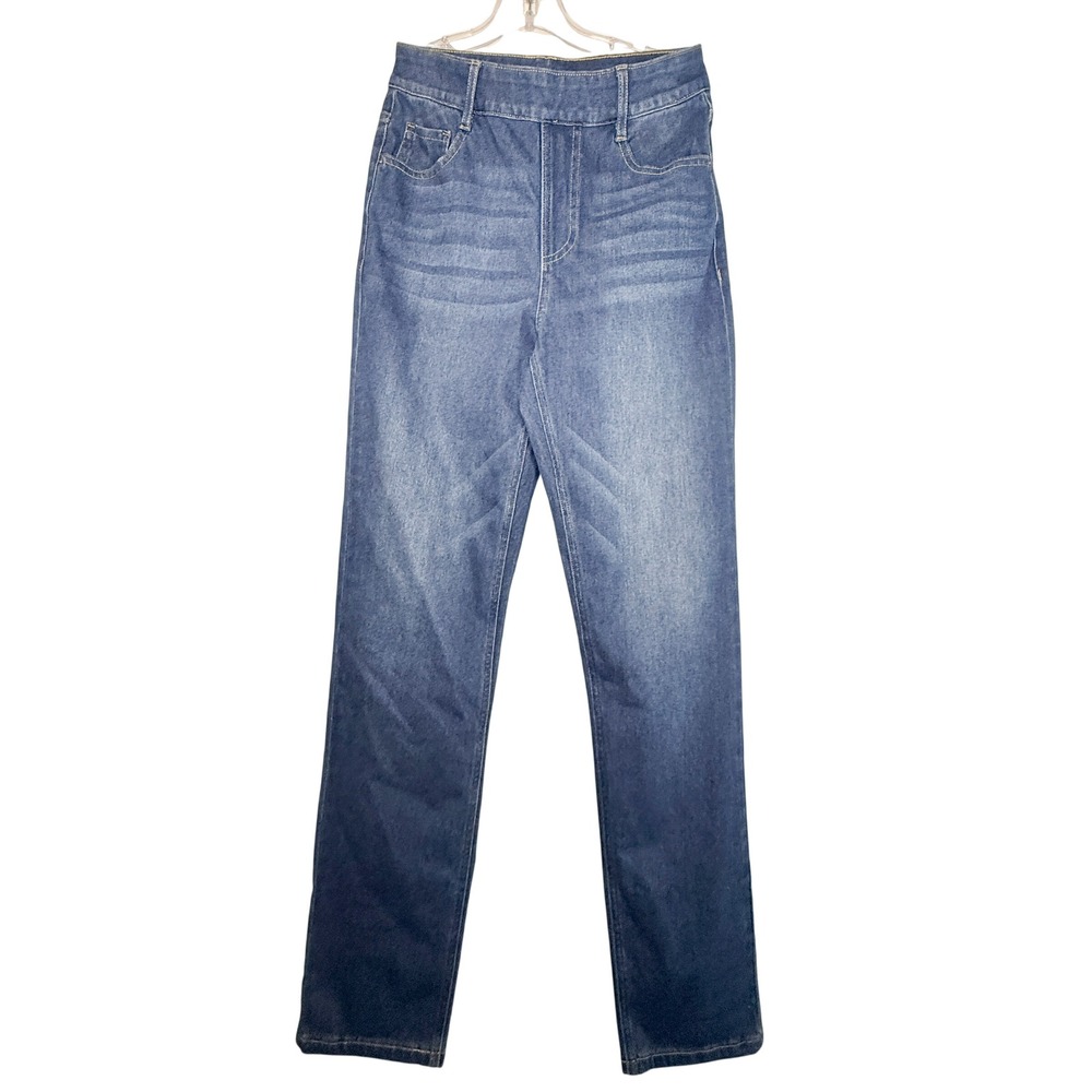 Halara Women's Small Tall Medium Wash High Rise Pull On Straight Leg Jeans